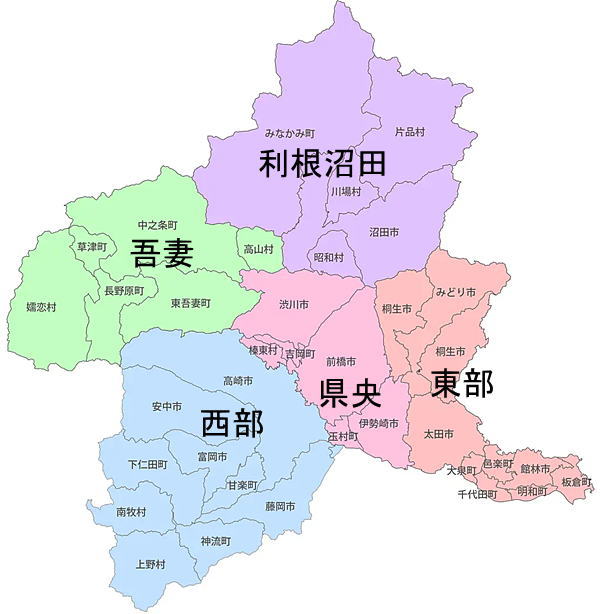 群馬県の地図