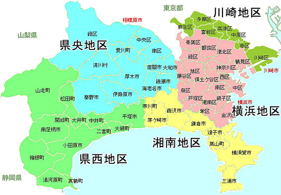 神奈川県の地図