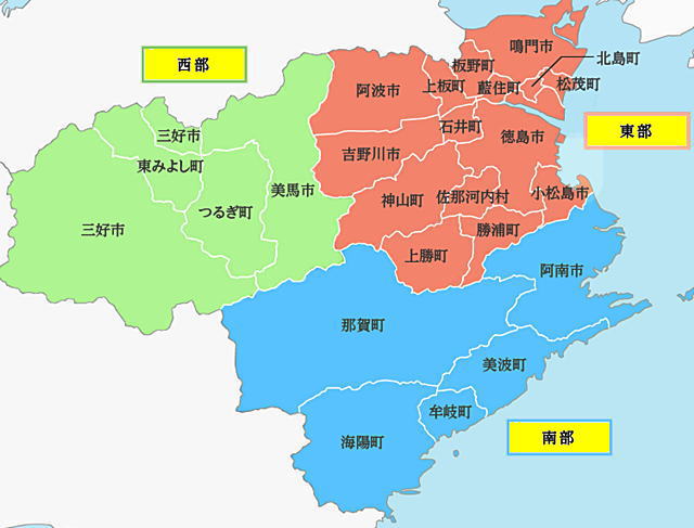 徳島県の地図